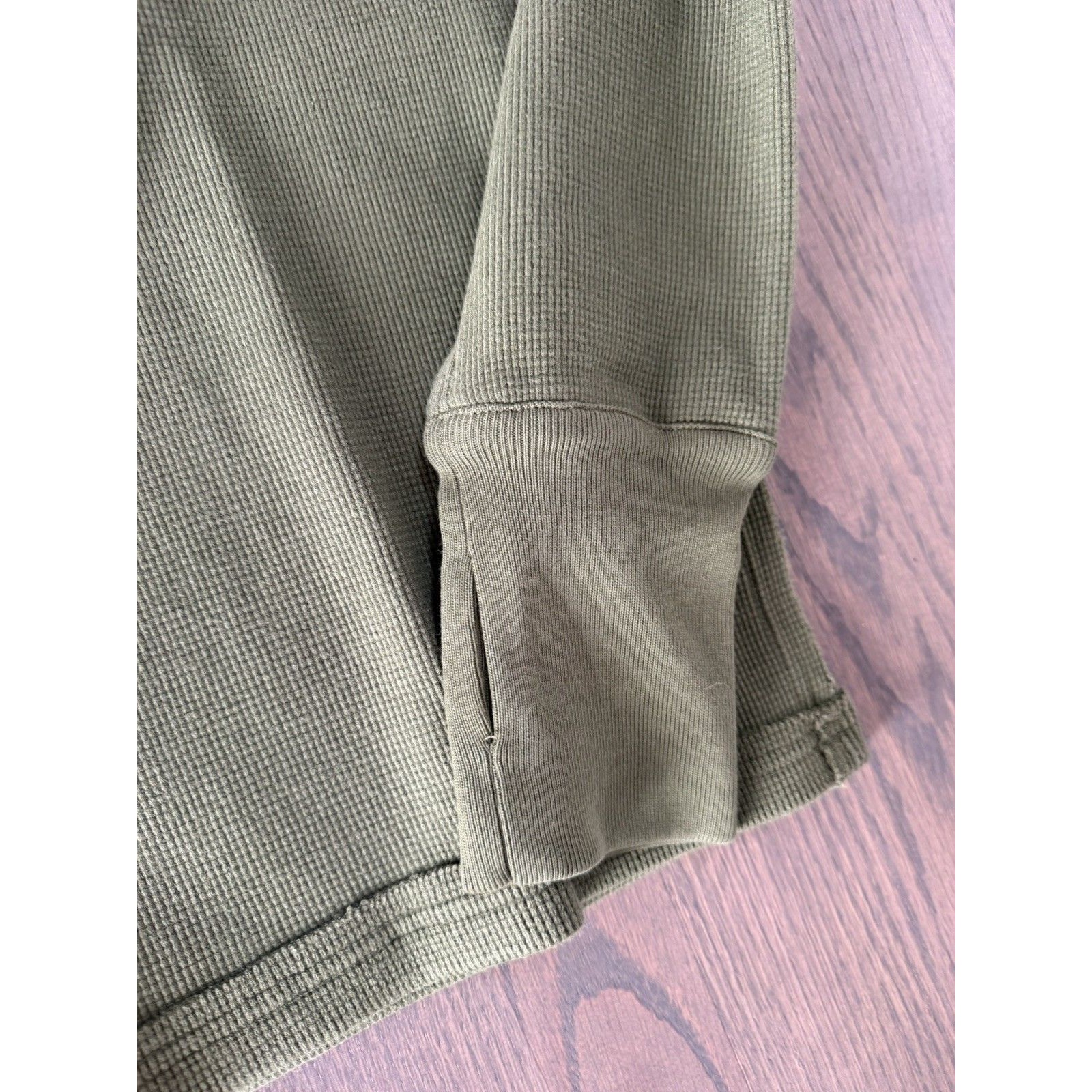 Telfar 2005 Logo Waffle Thermal Long Sleeve Crewneck Olive Green M/L Unisex Nwt — image 4 of 7